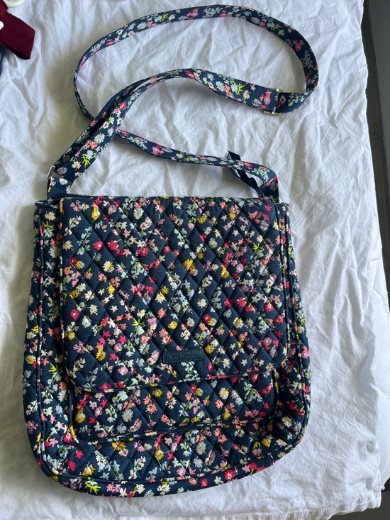 Vera Bradley Handbags - Vera Bradley Navy Floral Crossbody Messenger Bag
